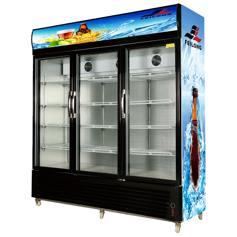 2 Doors Commercial Refrigerator upright cooler beverage freezer display cabinet