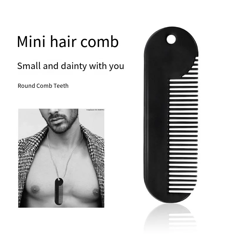 Black Mini Beard Comb For Men Plastic Pocket Combs Moustache Brush Detangling Combs Hairdressing Styling Tools Facial Care