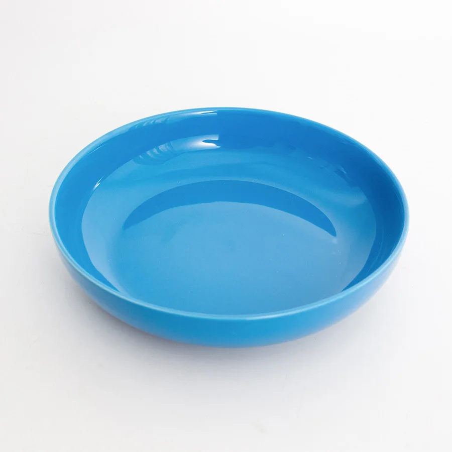 Home Color Glazed Ceramic Plate Custom Logo Round Creative Nordic 8 Inch Ceramic Deep Soup Plate Western Dinner Plate