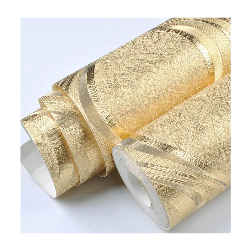 Black Friday Luxury stripe line gold foil wallpaper gold silver metal geometry KTV TV background wall paper