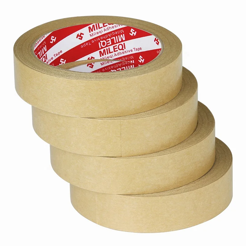 Высококачественная самоклеящаяся лента Mileqi с принтом на заказ, не активируемая водой, усиленная коричневая крафт-бумага, упаковочная лента