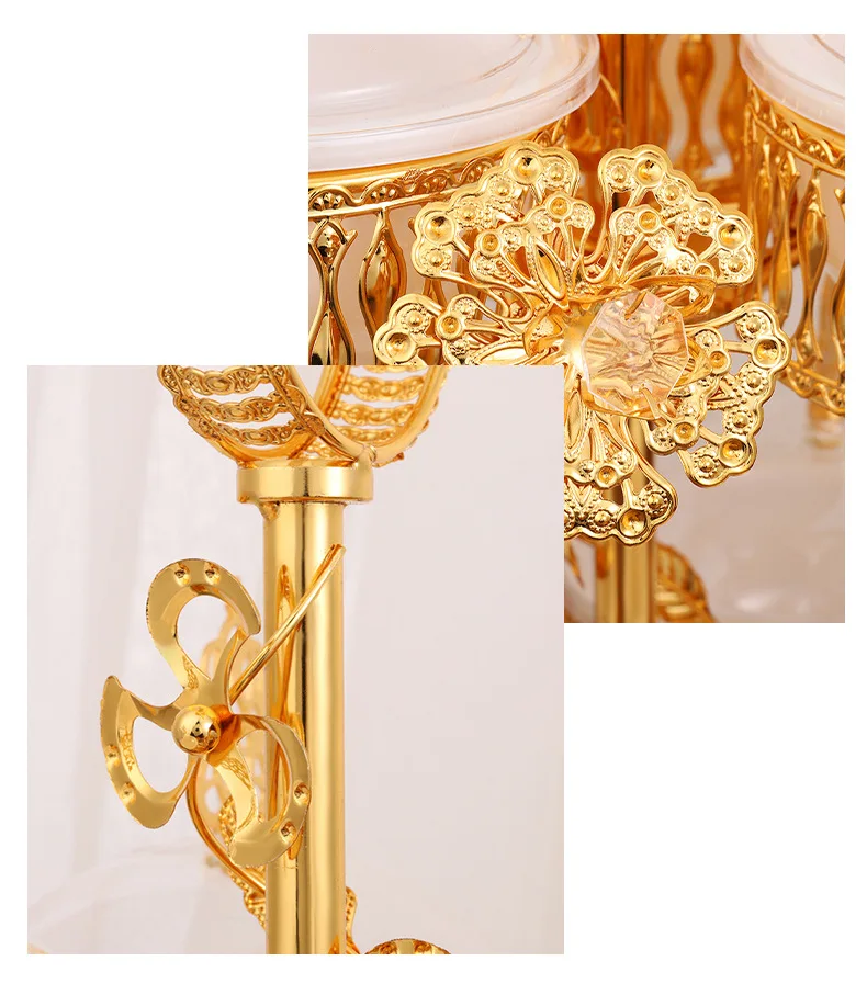 Table Wedding Display Decorative Gold Silver Deco Plated Round Dry Fruit Candy Box Table Display Serving Candy Tray 6 Bays