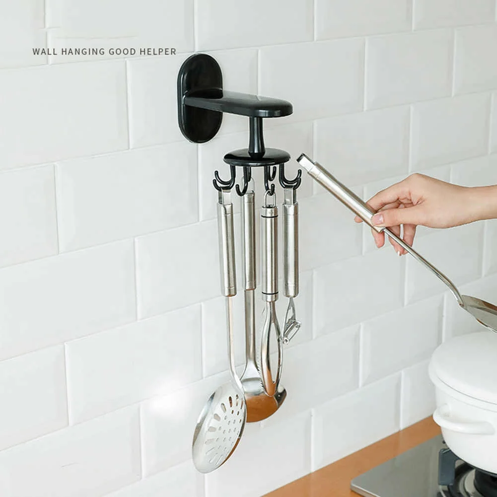 Ties Bag Hanger Hanging Racks 360 Degree Kitchen Rotating Hooks Nail-free Holder Hanging Storage Rack Hanger