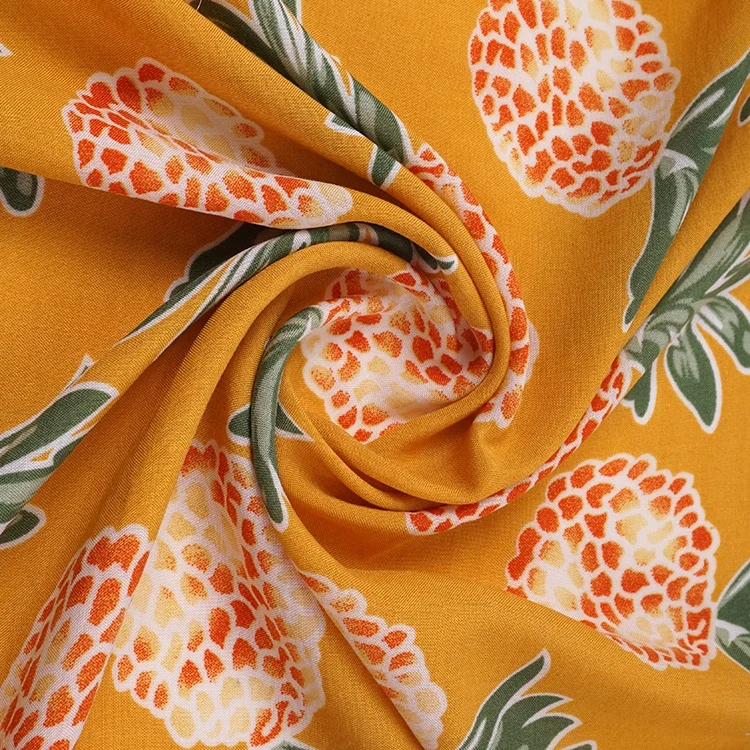 New design rayon material   rayon fabric digital printed fruit design in rayon fabric
