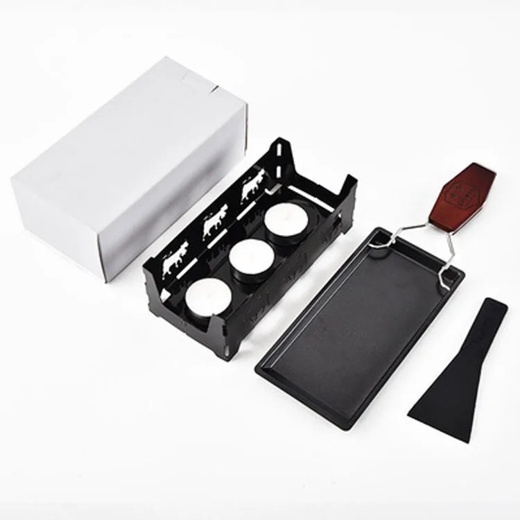 Cheese Melt Pan Non-Stick Rotaster Baking Tray Stove Set Portable Foldable Non-Stick Candlelight Cheese Raclette Pan