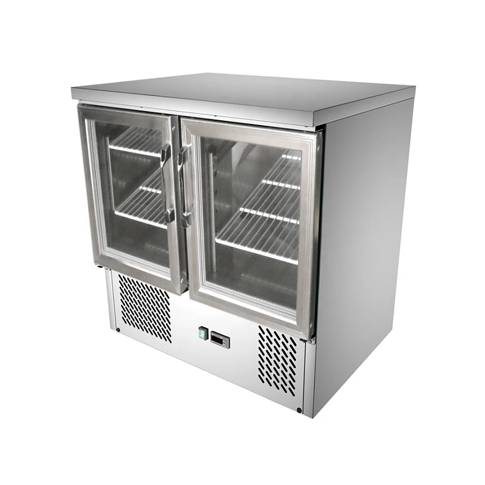 CE commercial restaurant refrigerated salad bar 390L 3 door saladette fridge