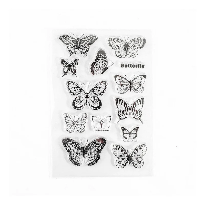 Vintage Number Butterfly Flower Plant Clear Stamp Diy Decoration Diary Journal Planner Craft Scrapbooking Silicone Rubber Stamps