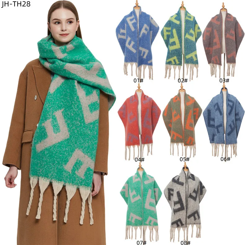 Winter Long Soft Warm Tartan Check Scarves Wraps for women Wool Spinning Tassel Shawl Long Stole acrylic shawl