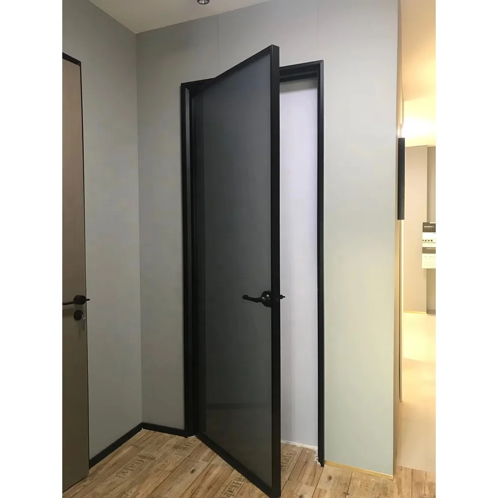 Внутренние черные алюминиевые двери Пакистан стандартный дизайн качания закаленное стекло смываемая дверь для отеля туалета ванной комнаты с