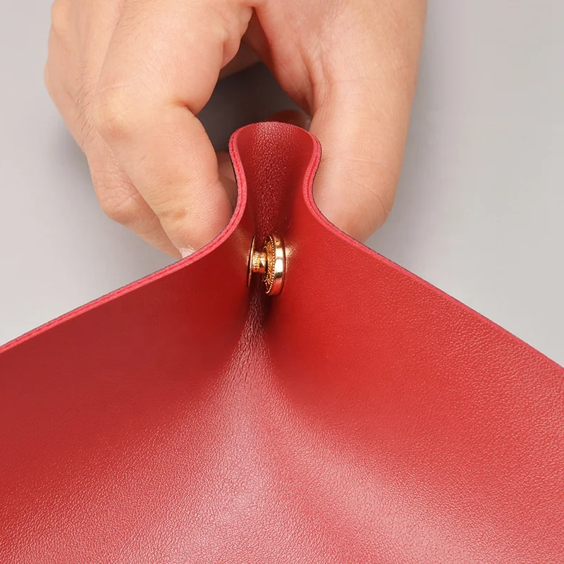 Double side jewelry pu leather storage tray mini serving tray for key coin dice wallet foldable home desk storage organizer