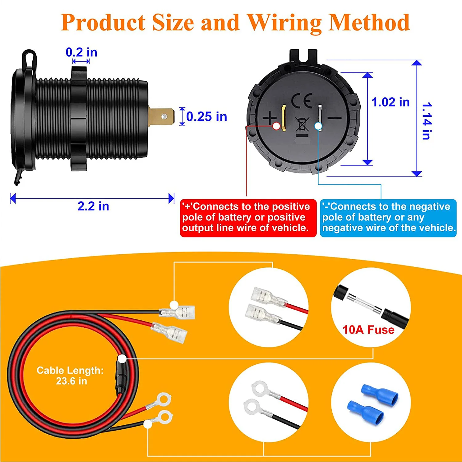 Hot Sale Marine Boat USB Charger 12V Dual USB-C PD3.0 Type C QC3.0 Car Charger Socket Power Outlet With LED Voltmeter Switch