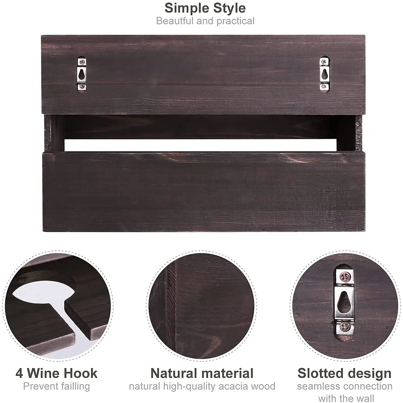 Custom Retro Hanging Wall Mounted Wood Bamboo Wine Display Rack Shelf For Living Room Wood Wall Mounted Wine Rack Bottle Holder