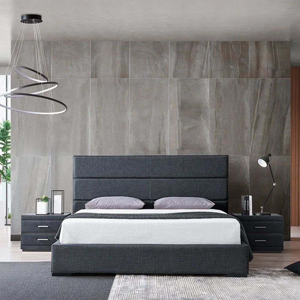 
Double Bed Solid Wood Frame Leather Bed/Upholstered Queen Size High Back Bedroom Furniture 