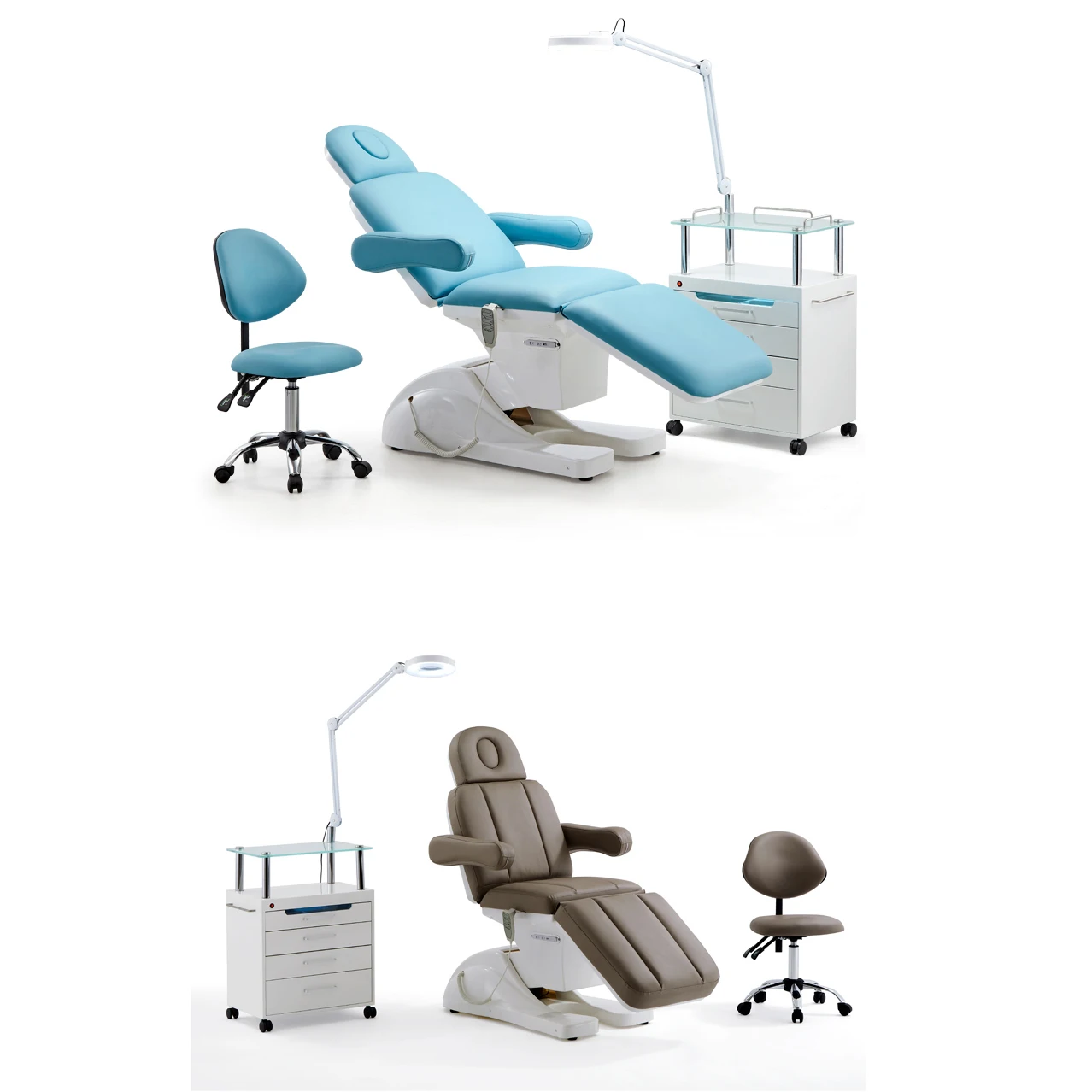 Hot sale electric table chair folding pink massage treatment  beauty facial bed with cabinet and stool on Sale