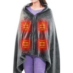 Women Rechargeable USB Heating Shawl Blanket Warming Battery Heated Wrap Cape And Blanket Winter Soft Coral Fleece Heated Shawl