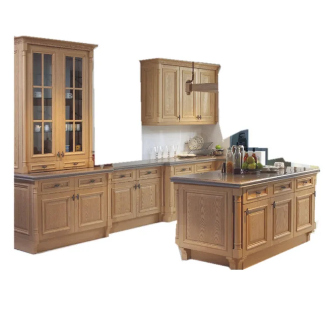 Classic style wooden kitchen room cabinets cherry wood kitchen cabinets
