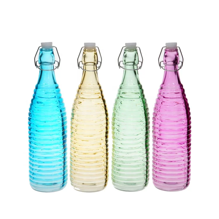 Airtight swing top seal glass bottle for storage juice alcohol