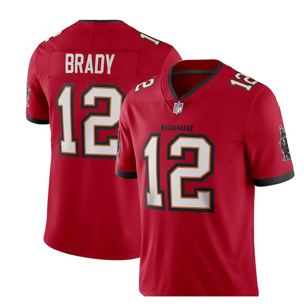 Мужская сшитая футболка из 100% полиэстера Buccaneers #12 Tom Brady