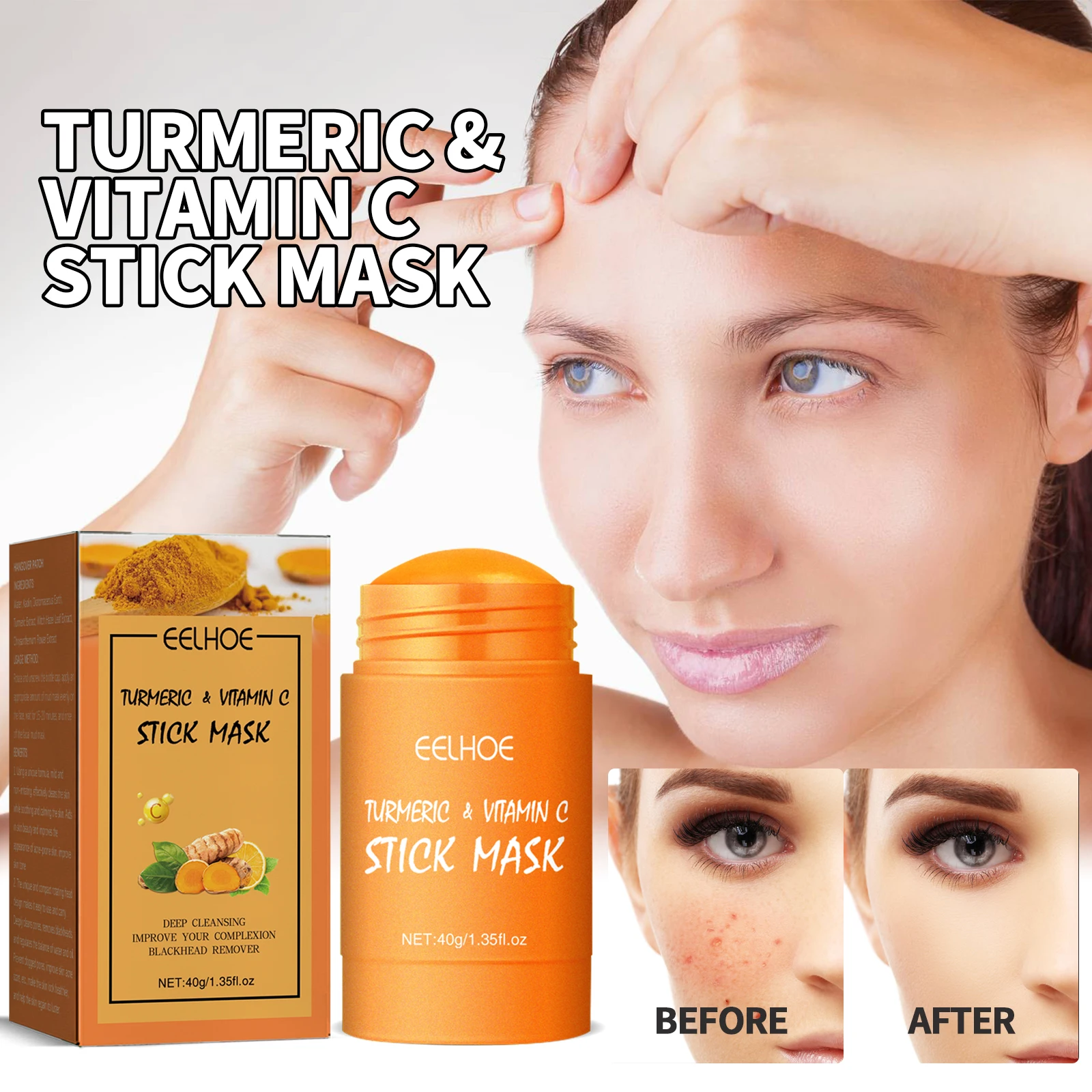 EELHOE turmeric mud mask stick new wholesale turmeric vitamin c cleansing mask stick remove blackheads moisturizing mask mud