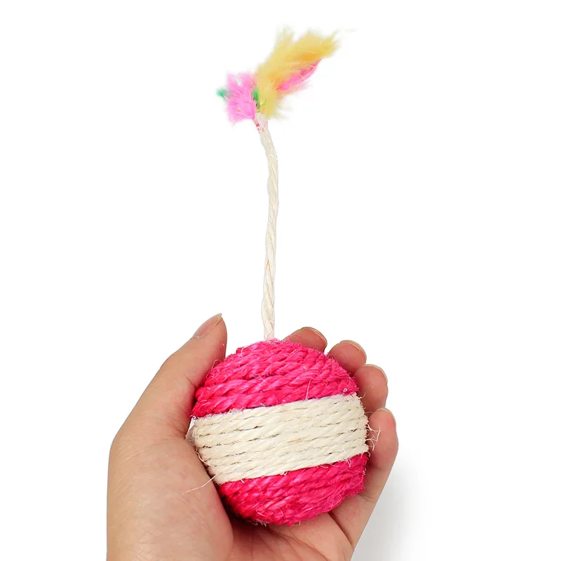 Sisal Hemp Rope Wrapped Cat Toy Ball Rolling Interactiveat Cat Teaser Toys