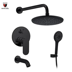 Скрытая черная дождевая Душевая система HIMARK, настенный смеситель для ванной комнаты, набор матового черного дождевого смесителя для душа