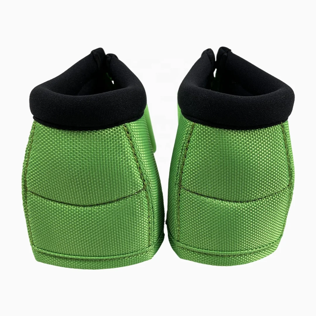 UOO Custom Logo Horse Equipment 1680D Oxford Cloth Green Neoprene Horse Bell Boots