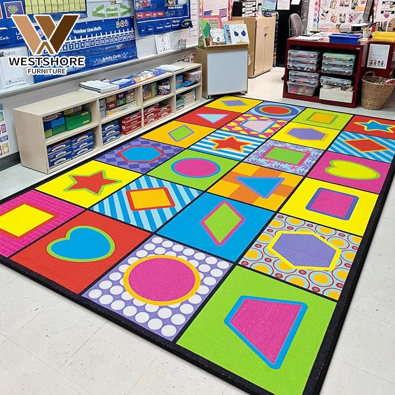 Montessori Kindergarten Natural World Placement Carpet Childcare Natural Classroom Rug School Nursery Colorful Carpet