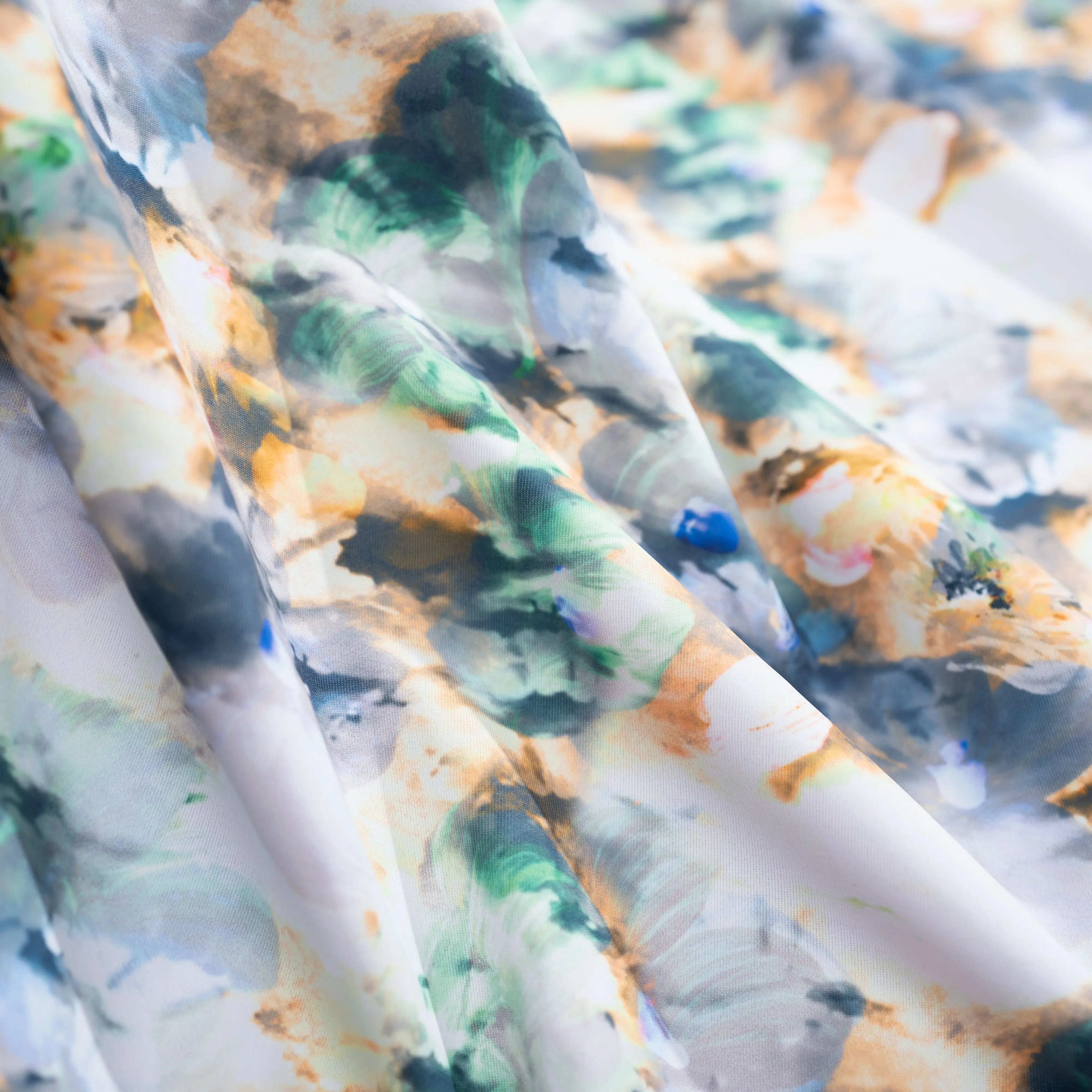 Custom Heat Digital Print Satin Silk  Polyester Spandex Fabric for Women Dress