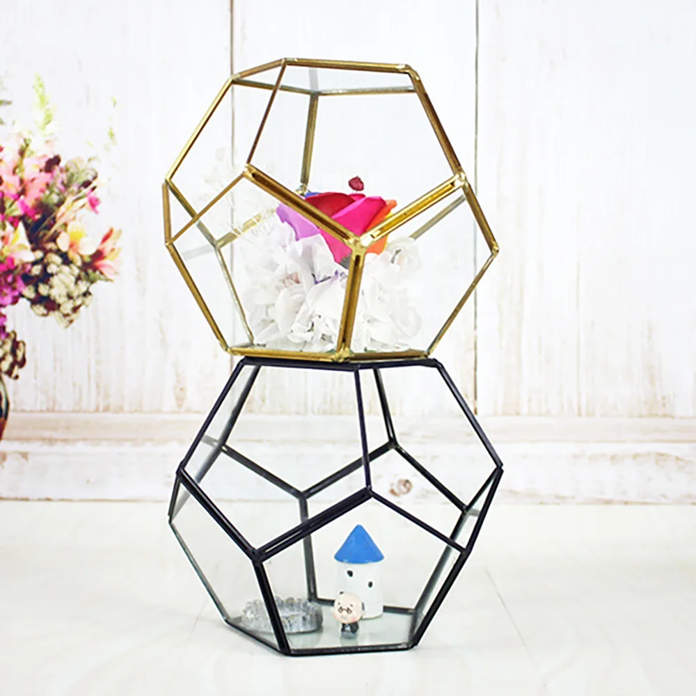 Beautifully designed geometric truncated cube terrarium for Plants grow