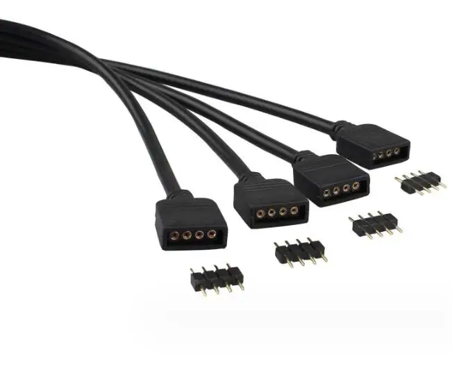 1to 4 pin коробка передач с удлинитель Черный RGB полосы Pin Женский светодиодный Кабельный разъем Удлинительный провод