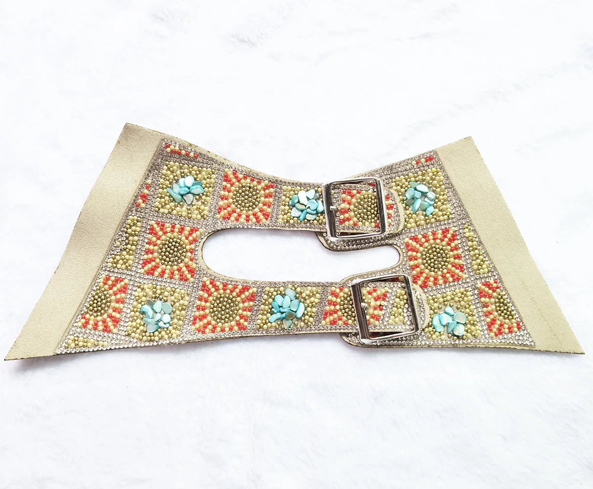 29x13cm Yellow Glass Beads Enlarge Size Shoes Upper Buckle with PU Lining Glue on Sandal Shoes As Decoration Hot Selling