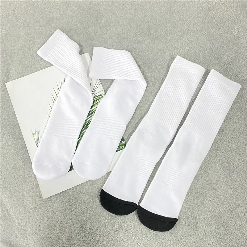 Athletic Sports Thick Cushion Terry Polyester Knee High Socks For White Sublimation Transfer