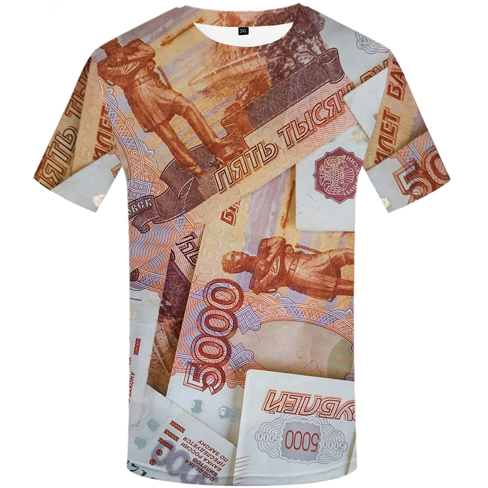 Money T shirt Men Russian Ruble Tshirts Casual Russia T shirts 3d Abstract Shirt Print Harajuku Tshirt Printed Short Sleeve