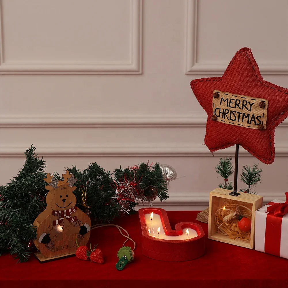 Wooden Dough Bowl Wood Hand Poured Soy Wax Candle, Farmhouse Long Dough Bowl Candles 3 Wood Wick aromatherapy candle