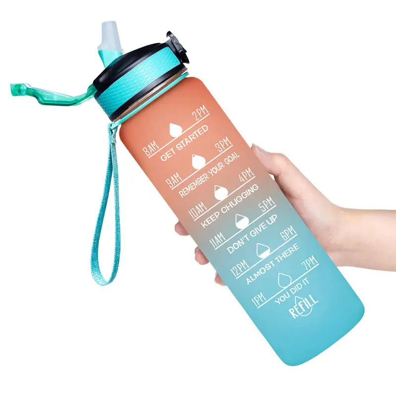 wholesale products 1000ml 32oz BPA Free Tritan Sport Fitness Motivational Plastic Water Bottles with Logo Custom