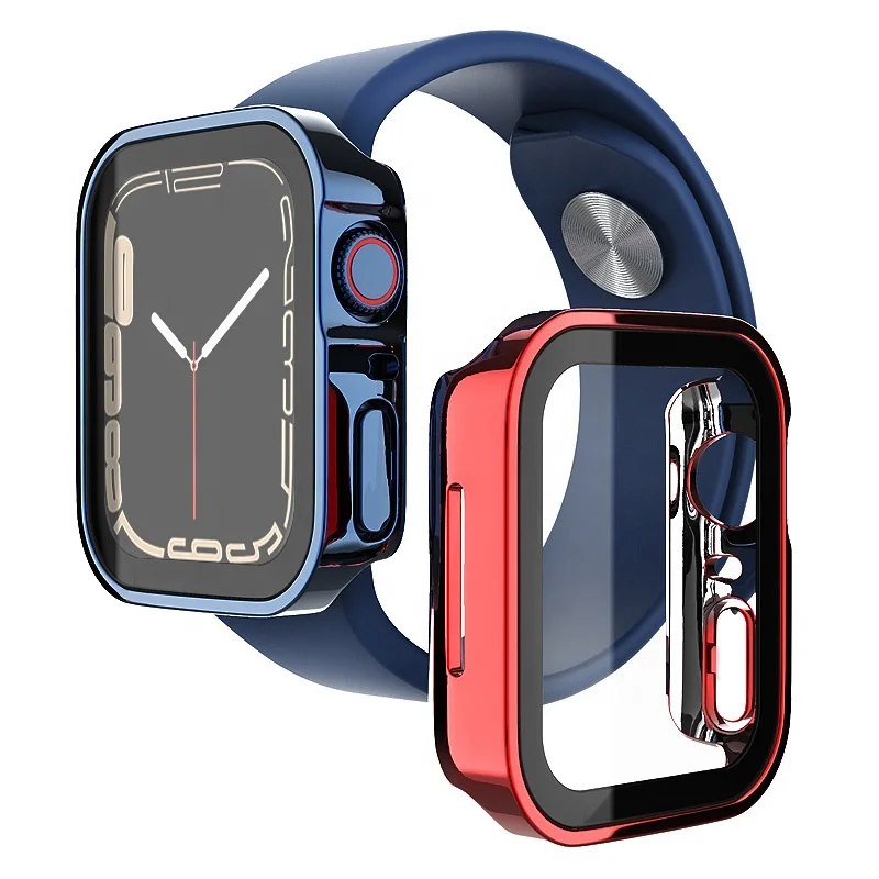 Новинка 2023, водонепроницаемый стеклянный чехол для часов Apple Watch серии 7, 6, 5, 4, Чехол 45 мм, 41 мм, 44 мм, 40 мм, бампер