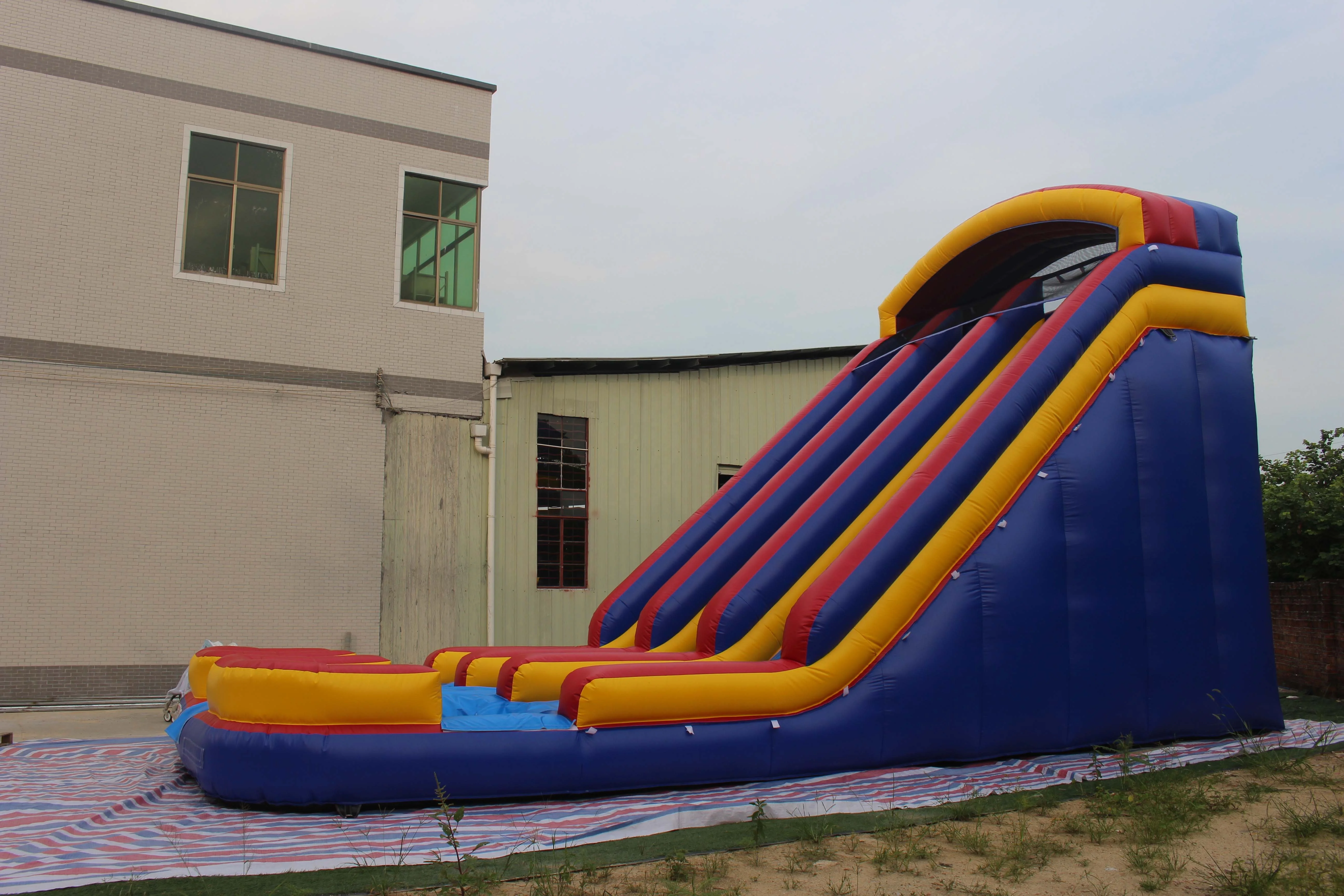 Colorful customized commercial inflatable slides water slides pool double lanes and pools inflatable water slides with pool