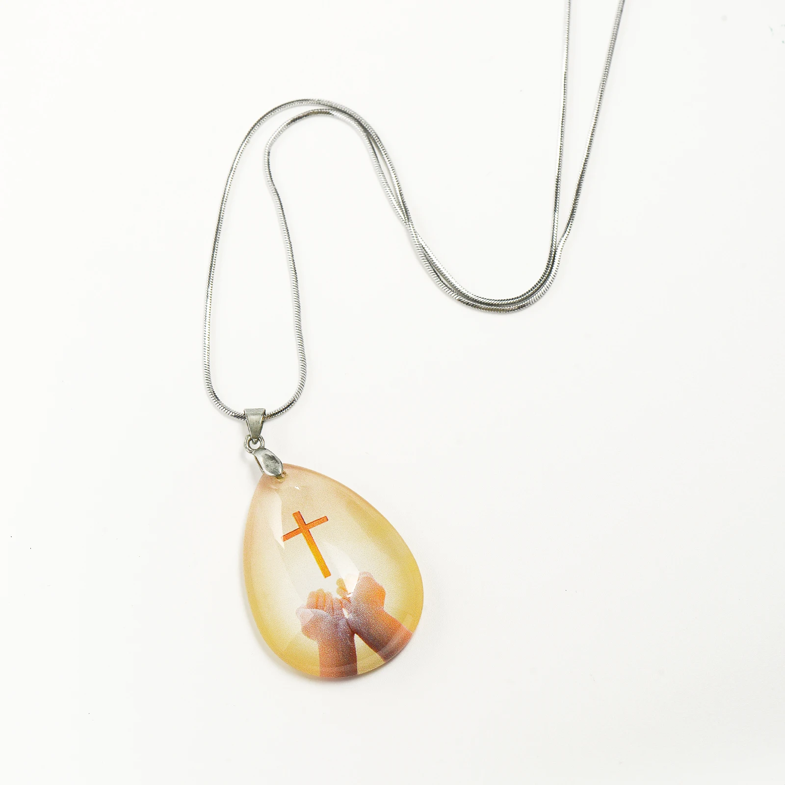 Crystal pendant necklace religious gift Drop shape crystal with stainless steel chain of Snake chain and can be custom images