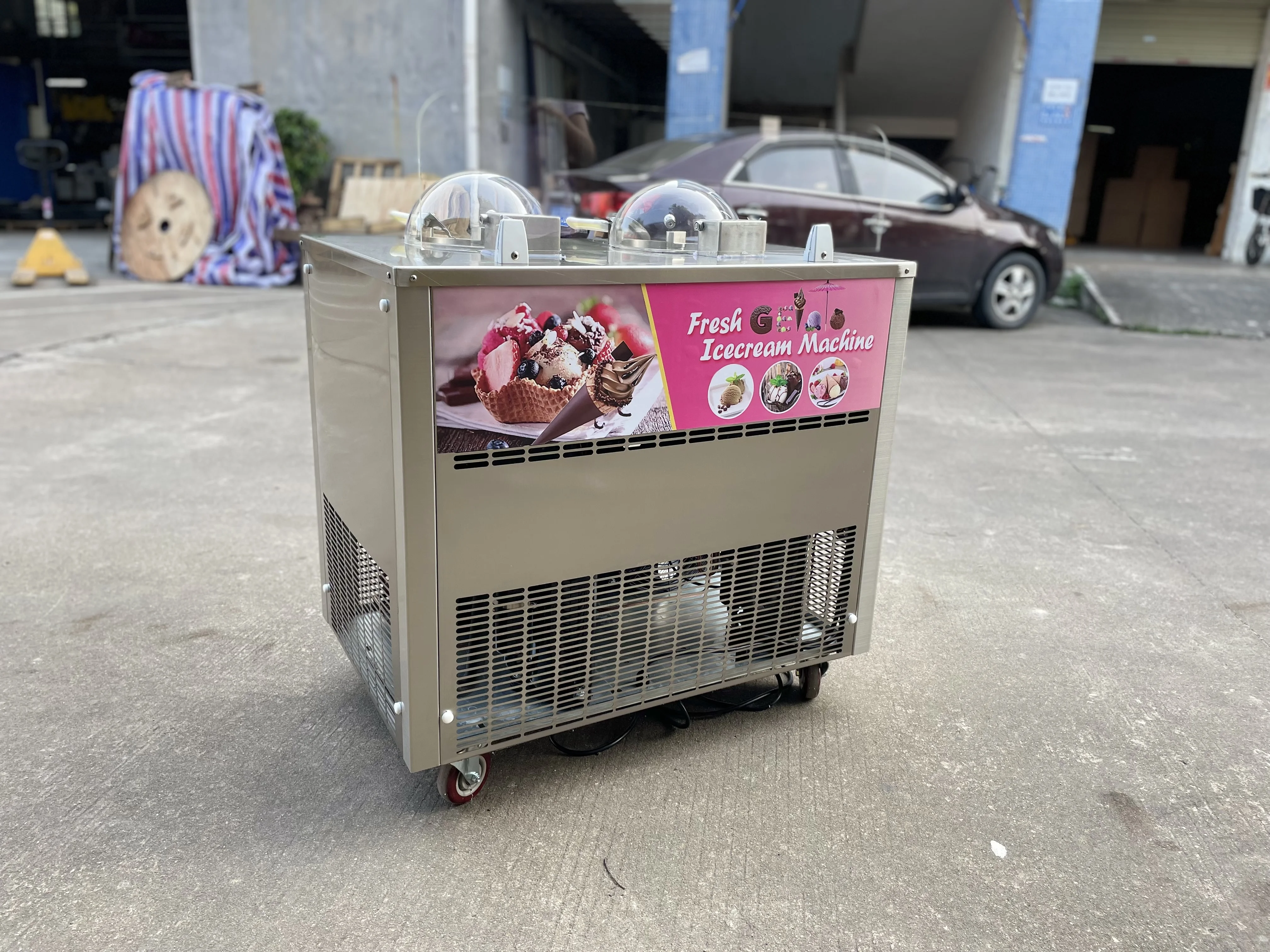 Double Cylinder Vertical Real Fruit Ice Cream Batch Freezer