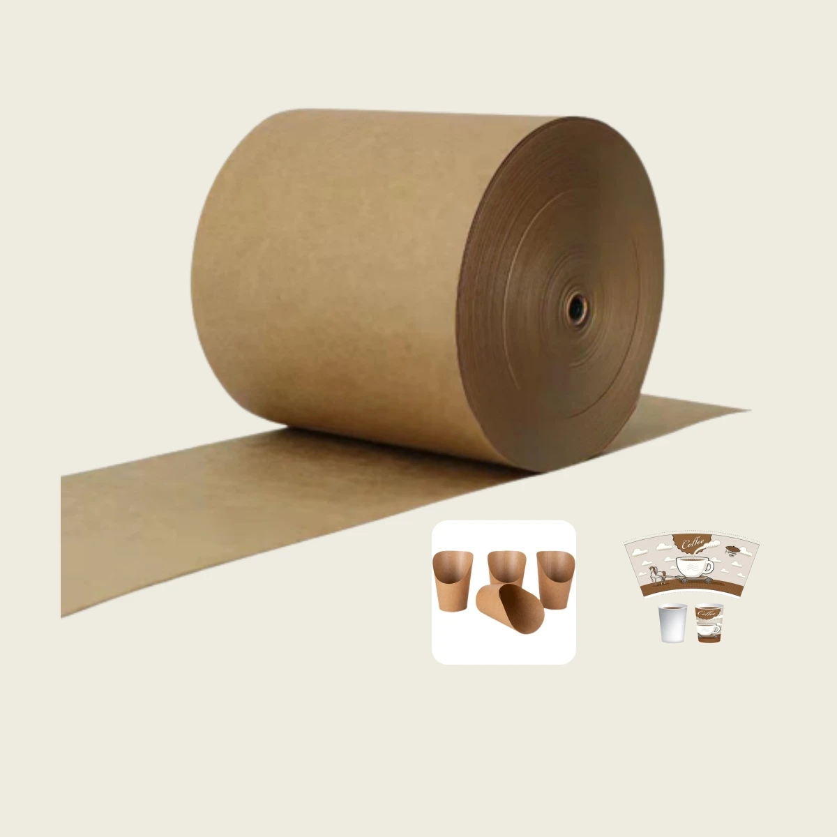 Kraft PE Coated Paper In Roll For Paper Cup Raw Material spot supplies