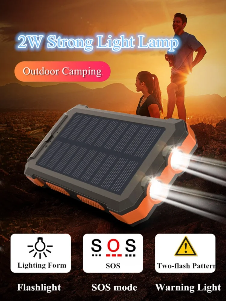 Waterproof Solar panel powerbank 20000mah 30000mah Solar charger portable solar power bank