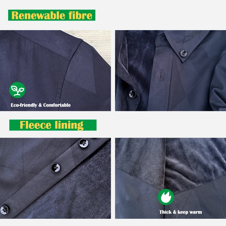 china fabric manufacturer custom recycled bamboo polyester shirt with fleece lining for men good quality