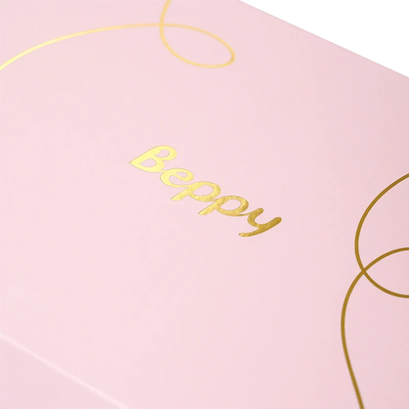Pink Book Shape Magnet Closure Flip Box Hard Cardboard Custom Logo Hot Stamping Jewelry Cosmetic Wallet Gift Packaging Paper Box