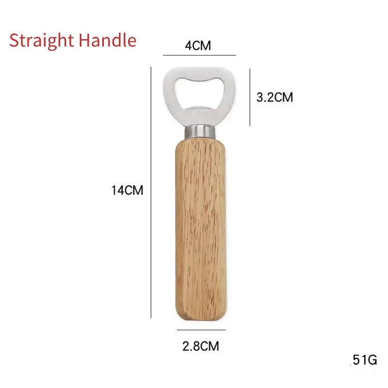 Custom Wooden Round Handle Bottle Opener Stainless Steel Metal Wine Bottle Opener Promotional Gift Bottle Opener Wood