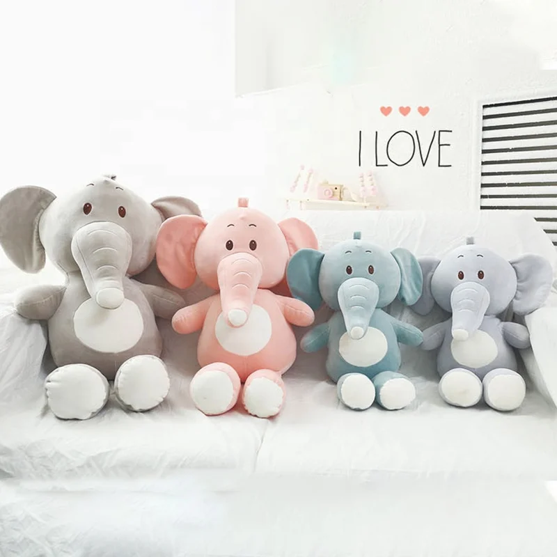 Cute Plush Eiderdown Appease Sleeping Stuffed Elephant Sell 2020 Popular Kids Cute Animal Doll Oem LOGO 1pc/pp Bag 5-15 Days