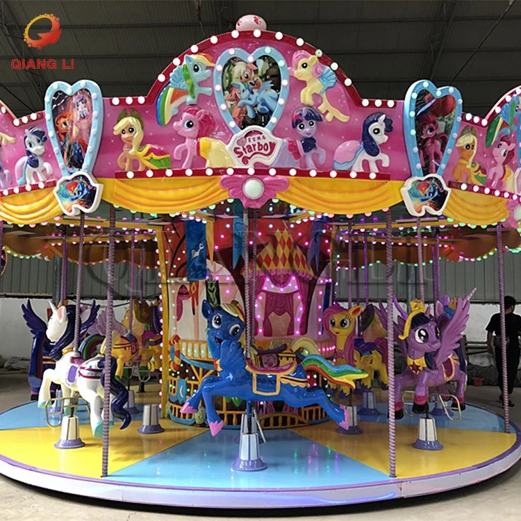 Mini carousel with trailer Theme park carousel for sale used carousel machine