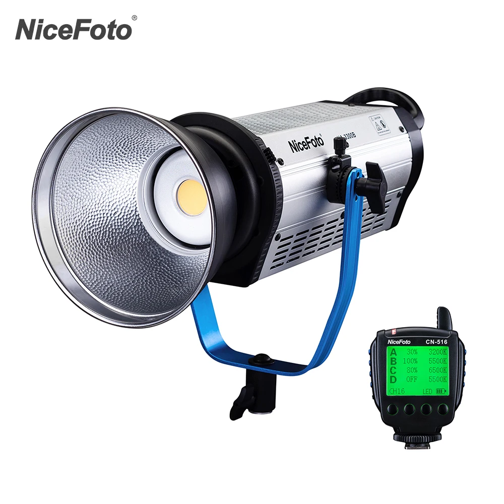 NiceFoto 330W Professional 5500K Daylight COB LED Video Light Film Light Photographic Equipment Studio Lighting Remote Control