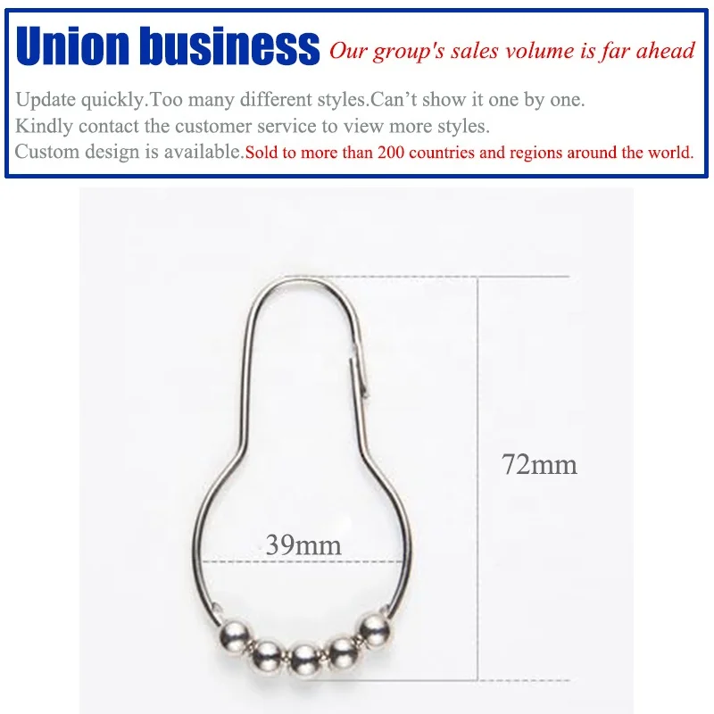 Sliding Curtain Hook Curtain Rod Rings Curtain Rings Hooks Clips Rust-Resistant Metal Glide Shower Hooks Rings for Bathroom