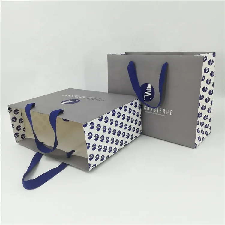 Shopping paper bags attach soft cotton handle, custom logo paper packaging gifts bag