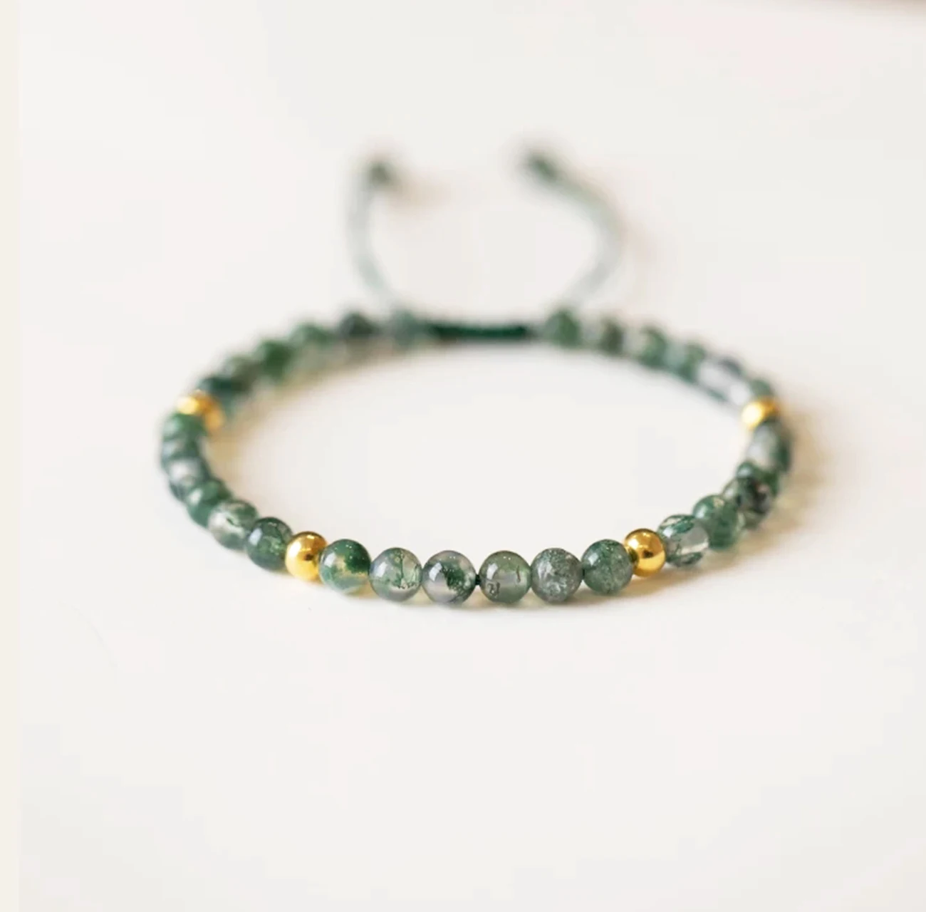 Agate 14K Gold Bead Bracelet small Retro